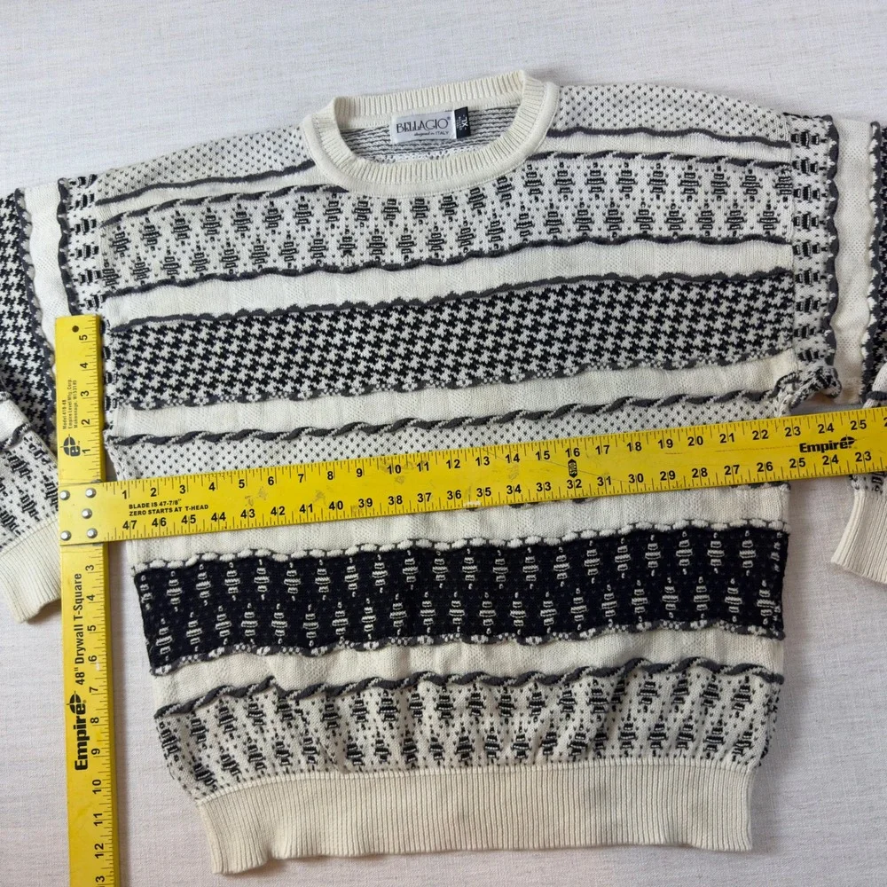 Bellagio Mens XL Cotton Knit Sweater Multi Pattern Geometric Houndstooth Italy